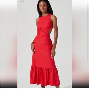 ASTR The Label Open Back Linen-Blend Maxi Dress